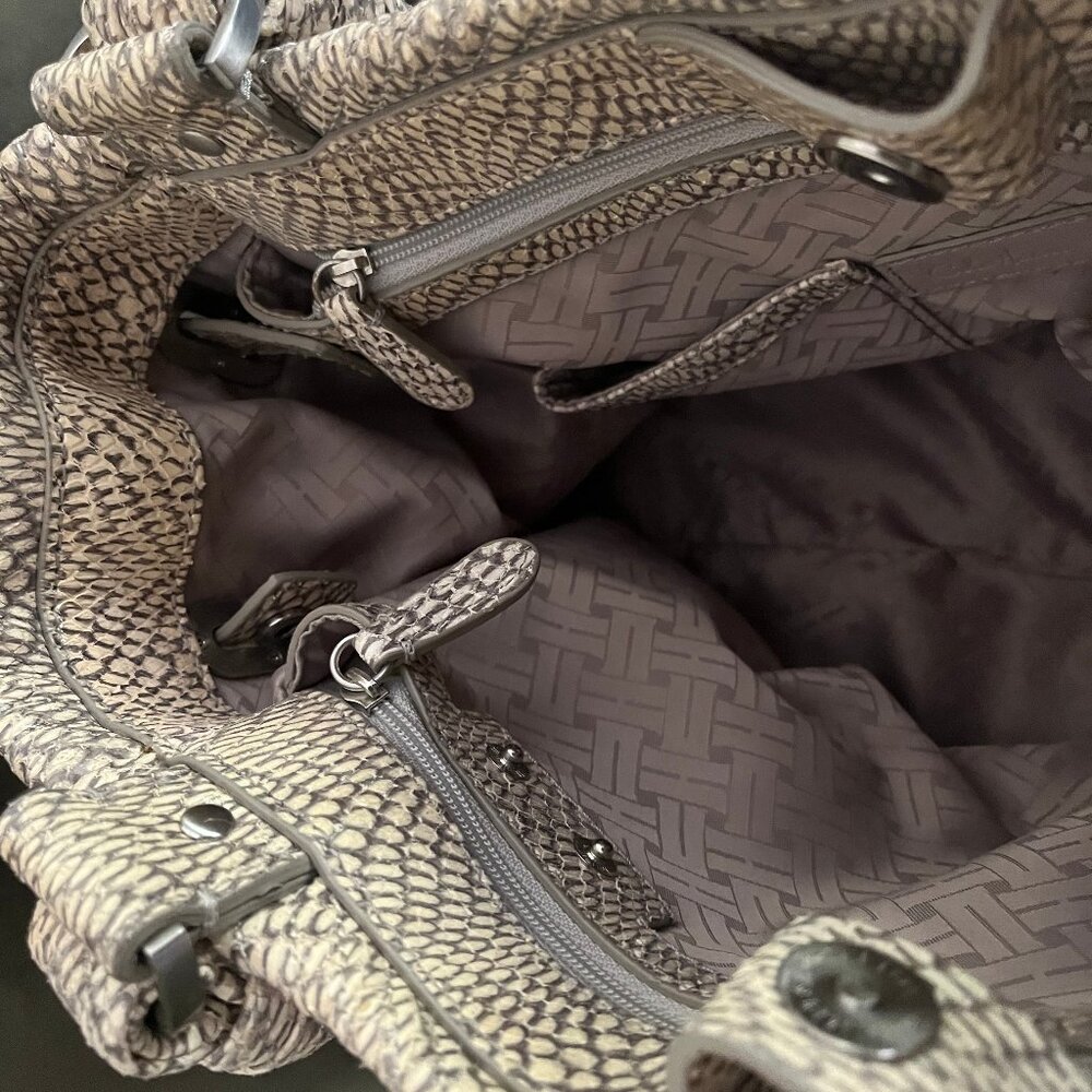 Cole Haan "Laury" Cobra Tote, Cream and Gray - Picture 5 of 14